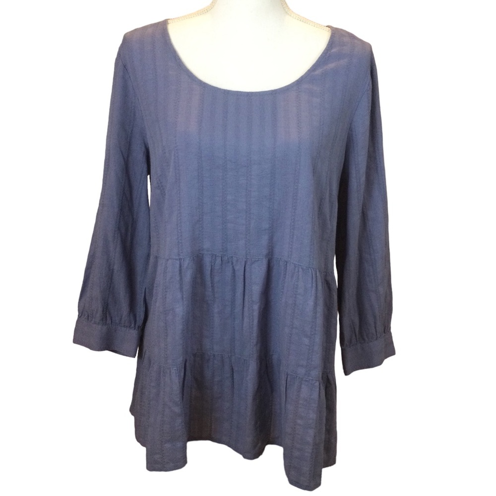 J.Jill Lavender Tiered Pullover Cotton Blouse Size Medium